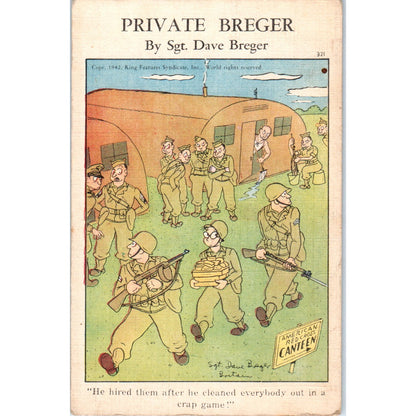 1943 WWII Private Berger #321 Humor Cartoon Sgt. Dave Berger Postcard P2-11