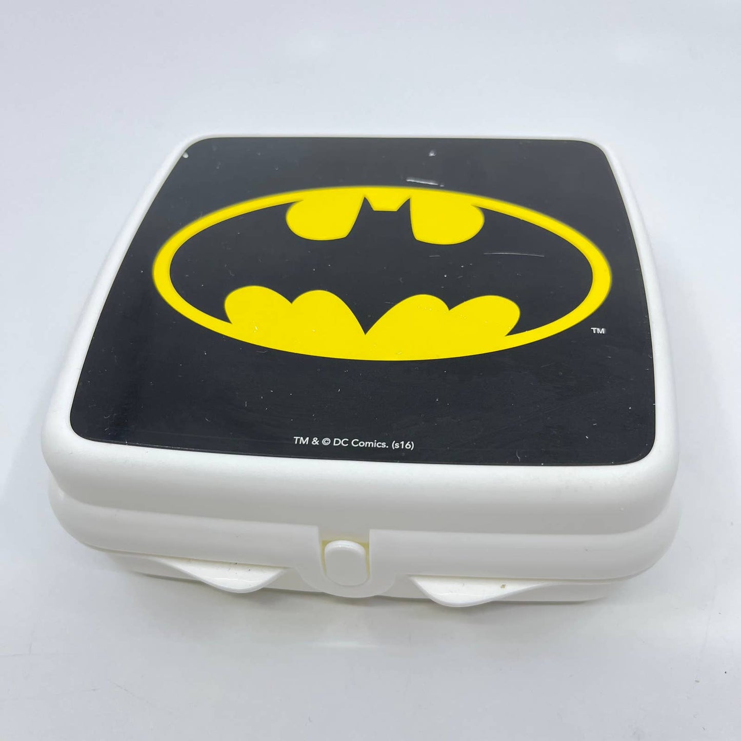 Vintage Tupperware Batman Lunch Box Sandwich Keeper Square Hinged Locking TF3-1