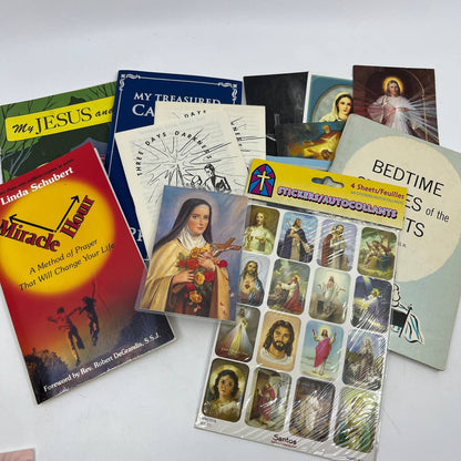 Huge Lot of Vintage Catholic Ephemera Relics Books & More SG5-4