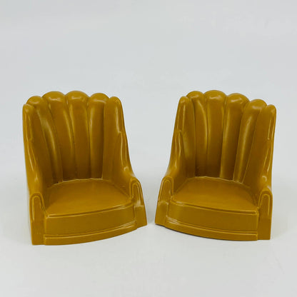 1950s MCM Dollhouse Furniture Celluloid Tan Armchair Set of 2 TD6