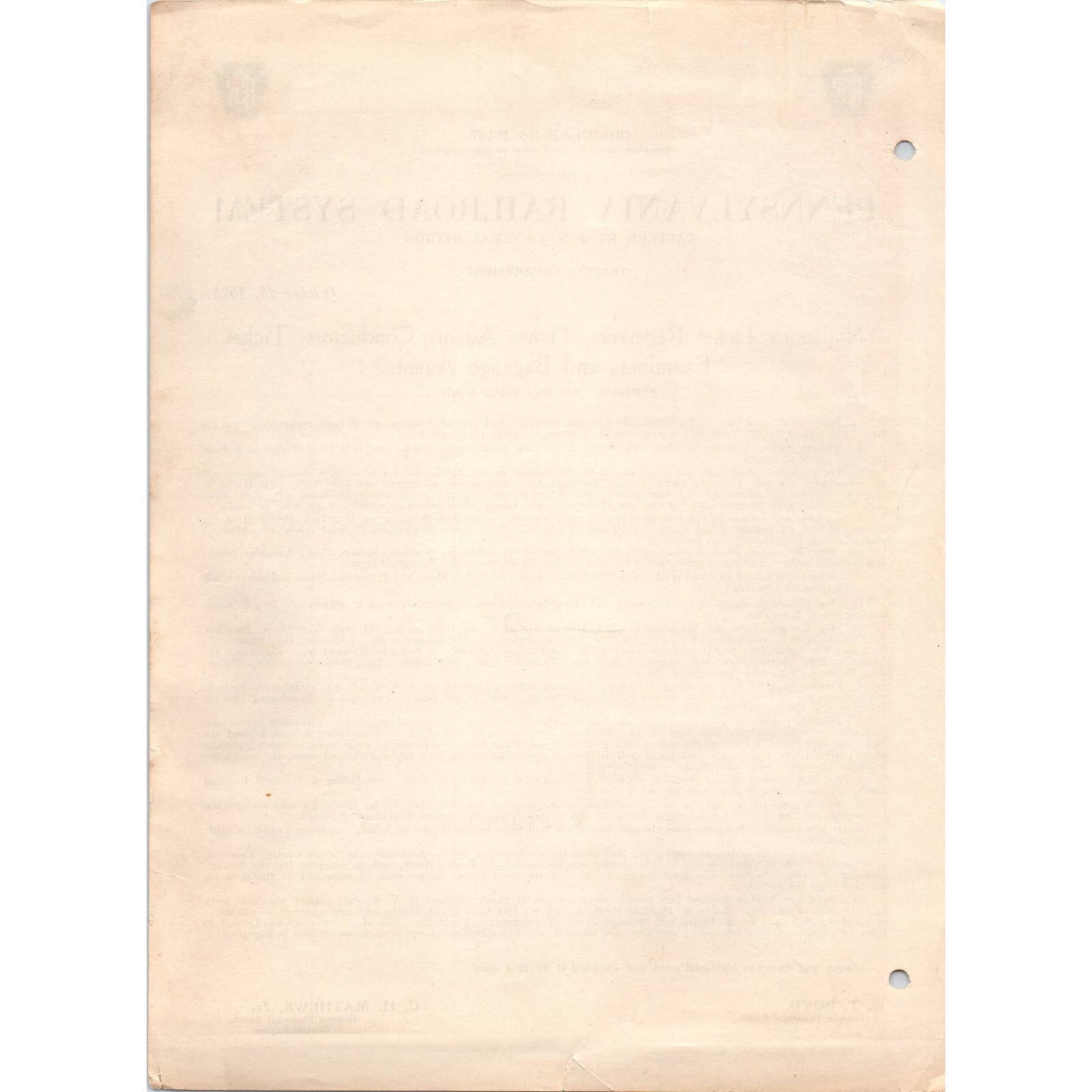 1924 Pennsylvania Railroad System Circular No. B-147 Hell Gate Bridge Routes AD8