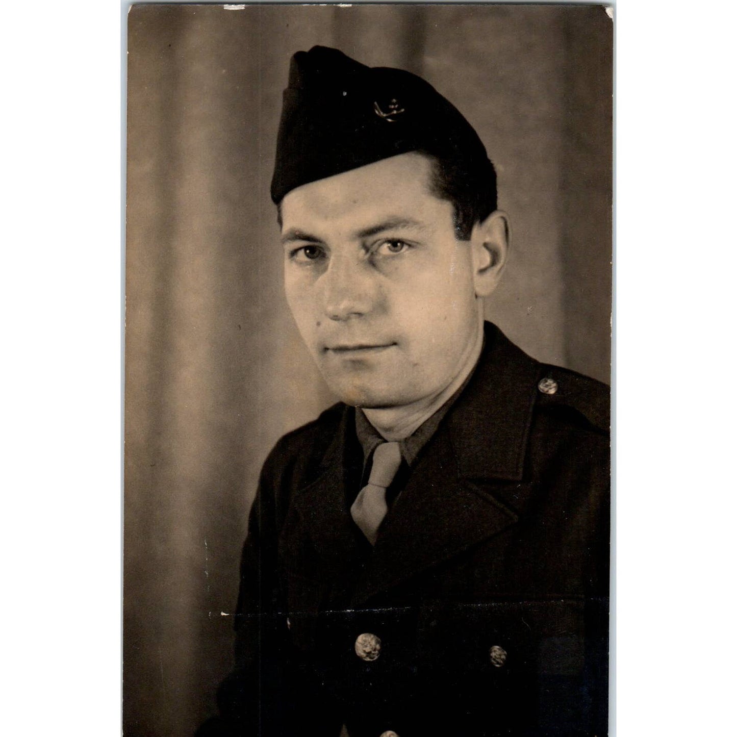 WW2 Era Portrait of Military Serviceman United States - RPPC Postcard TJ7-RP1