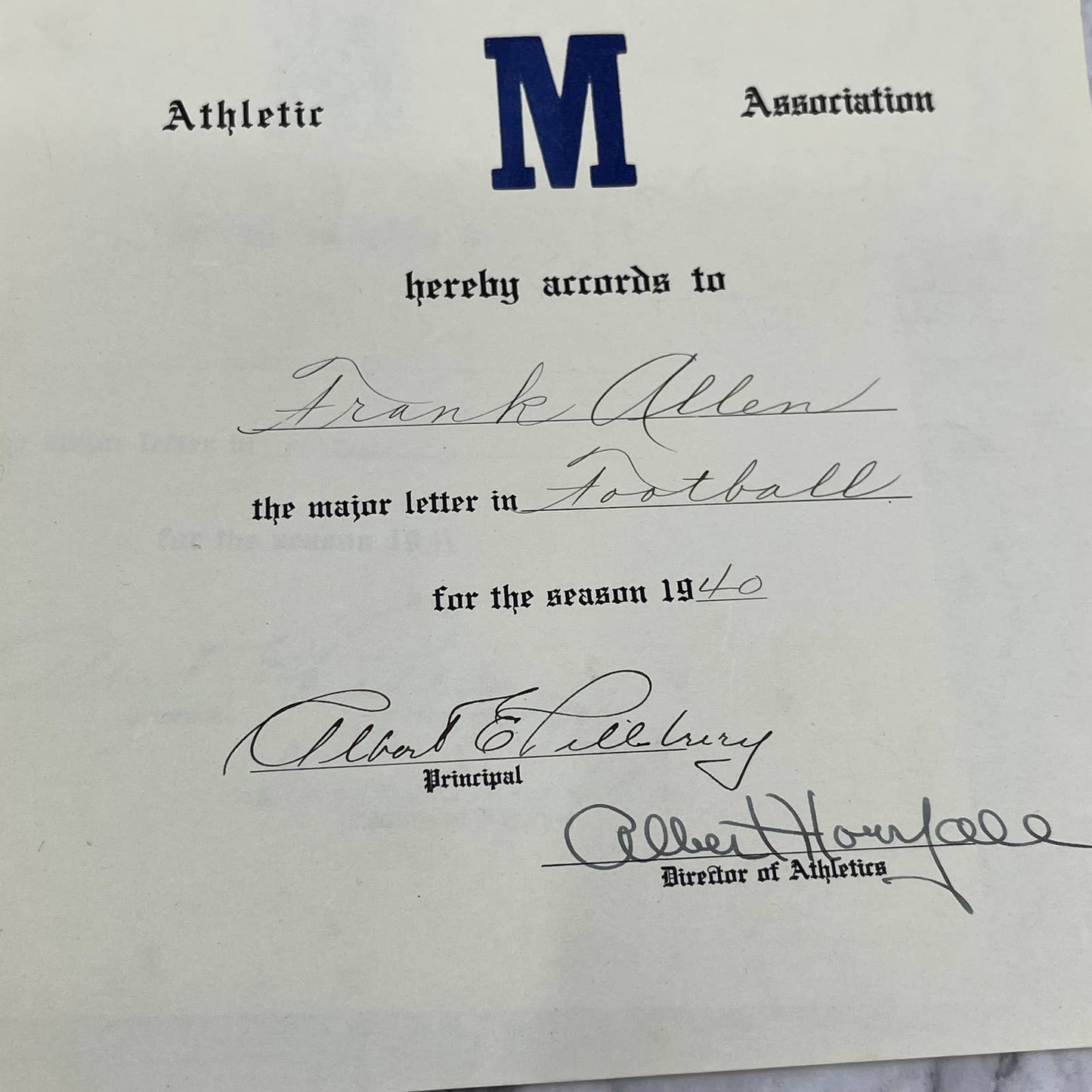 1940s Football Photos and Certificates Madison Memorial High School Maine TK2