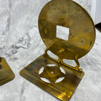 MCM Brass Chinoiserie Bookends Set of 2 TK1