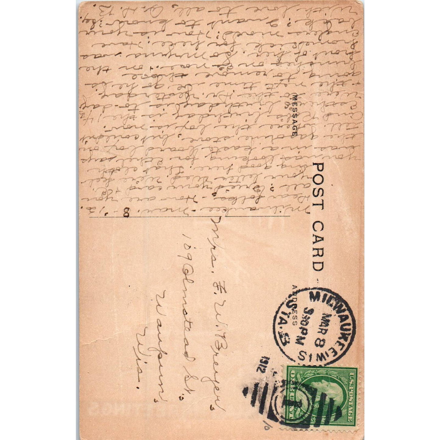 Beautiful Lady Wearing Large Hat Sketch 1912 Original Postcard TK1-P15