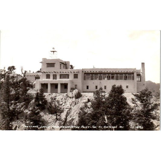 Cheyenne Lodge Observation Point Cheyenne MT RPPC Original Postcard TK1-29