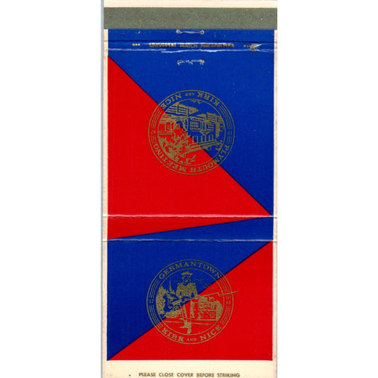 Kirk & Nice Undertakers Germantown Advertising Matchbook Cover MM9-7