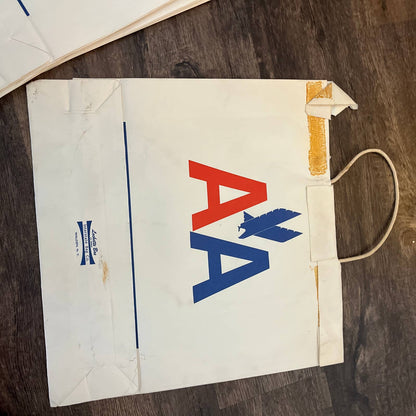 1970s Lot of 7 American Airlines Large Paper Shopping Souvenir Bags ~20x18"