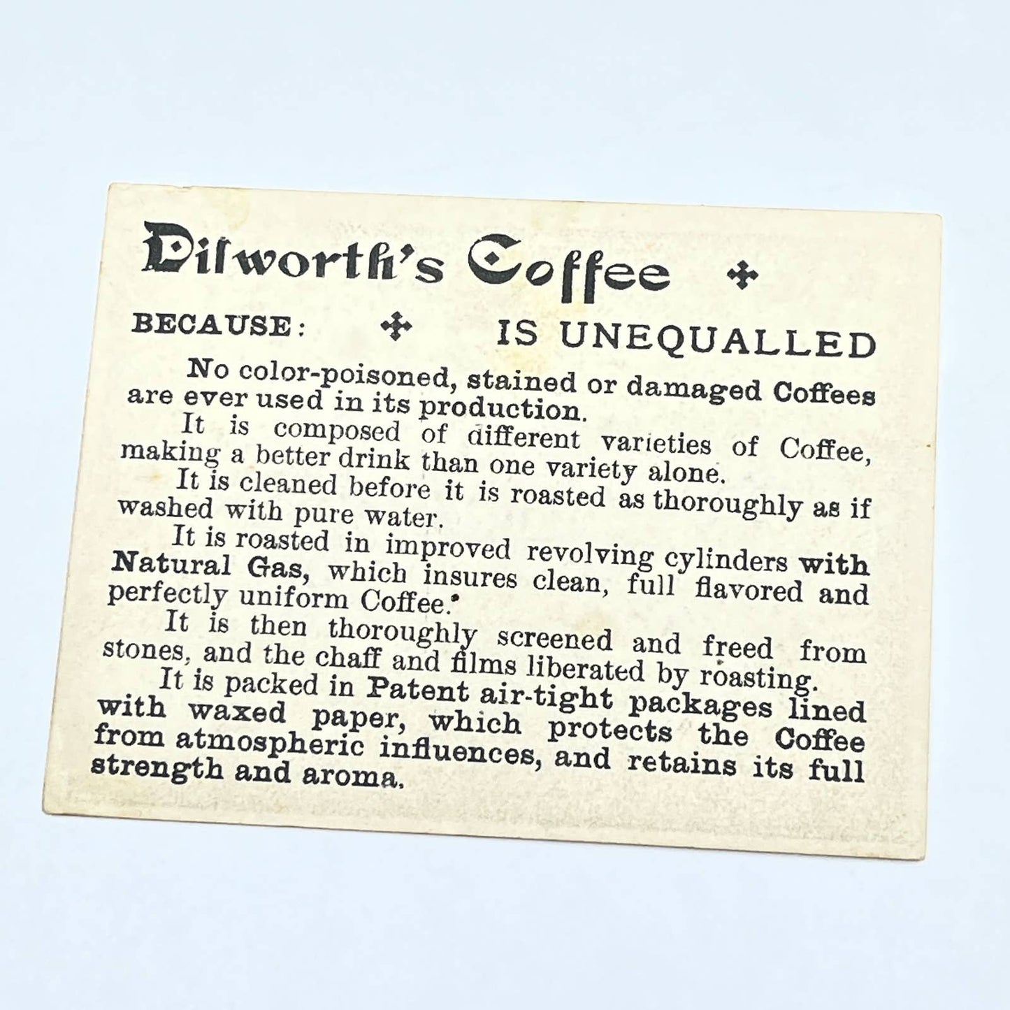 Original 1880s Victorian Lady Woman Trade Card Dilworth’s Coffee AB6