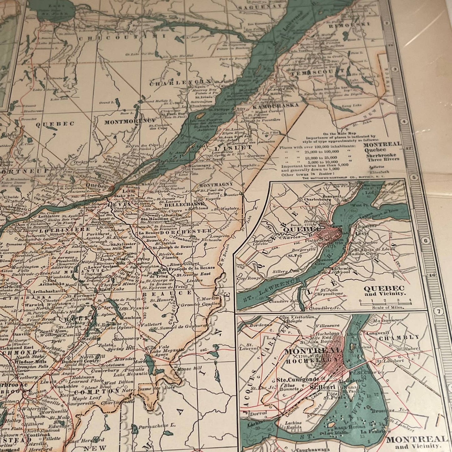 Antique 1897 The Century Atlas Map of QUEBEC Color Engraved 12.5 x 17” FL5