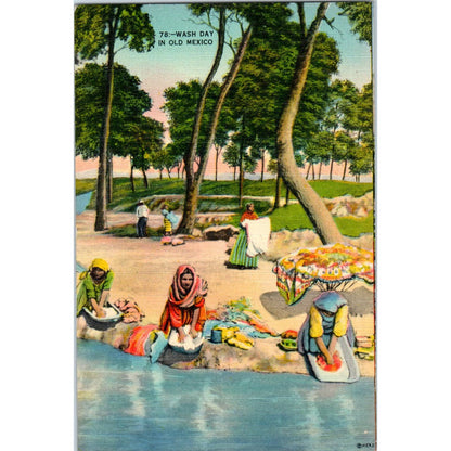 Wash Day in Old Mexico Original Postcard TK1-20