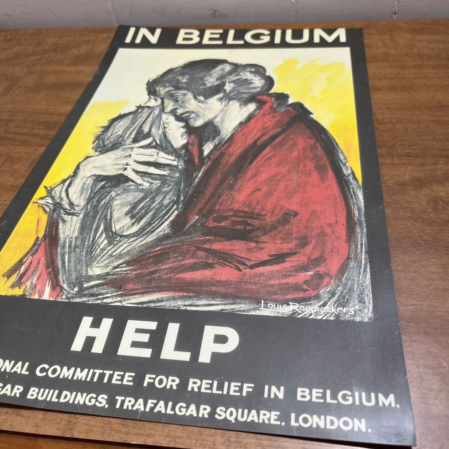 RELIEF HELP IN BELGIUM WWI World War 1 Propaganda Poster Trafalgar London FL6