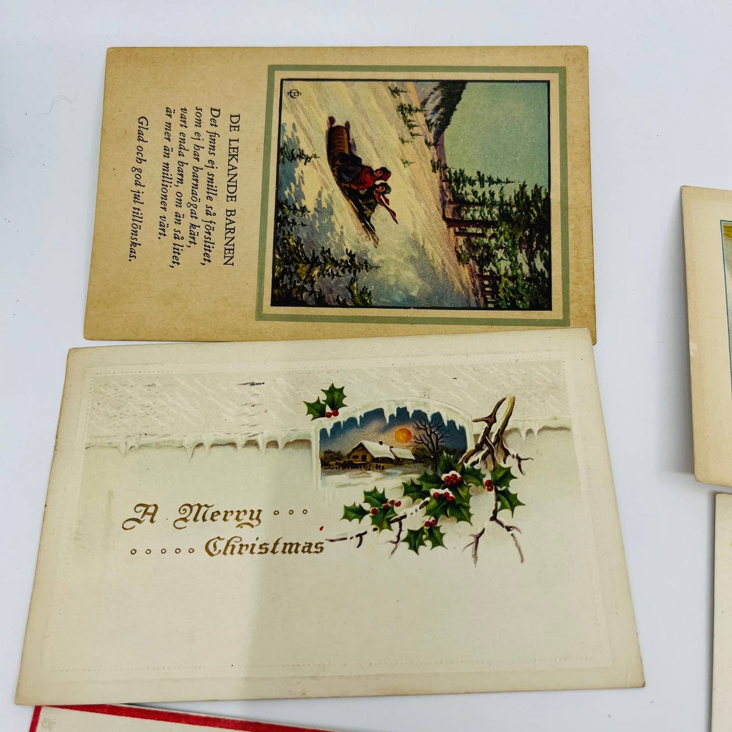 Antique 1900-30 Huge 22pc Christmas Post Card Lot Embossed Gilt Dresden TD1-2