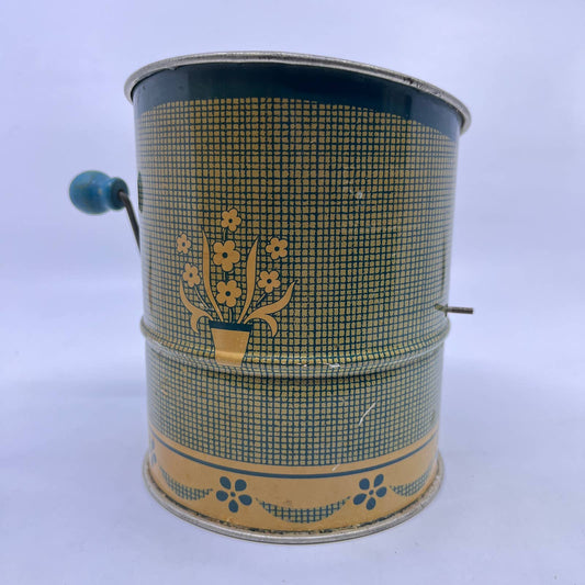 1920’s Tin Litho Daisies Metal Flower Sifter Hand Crank TC3