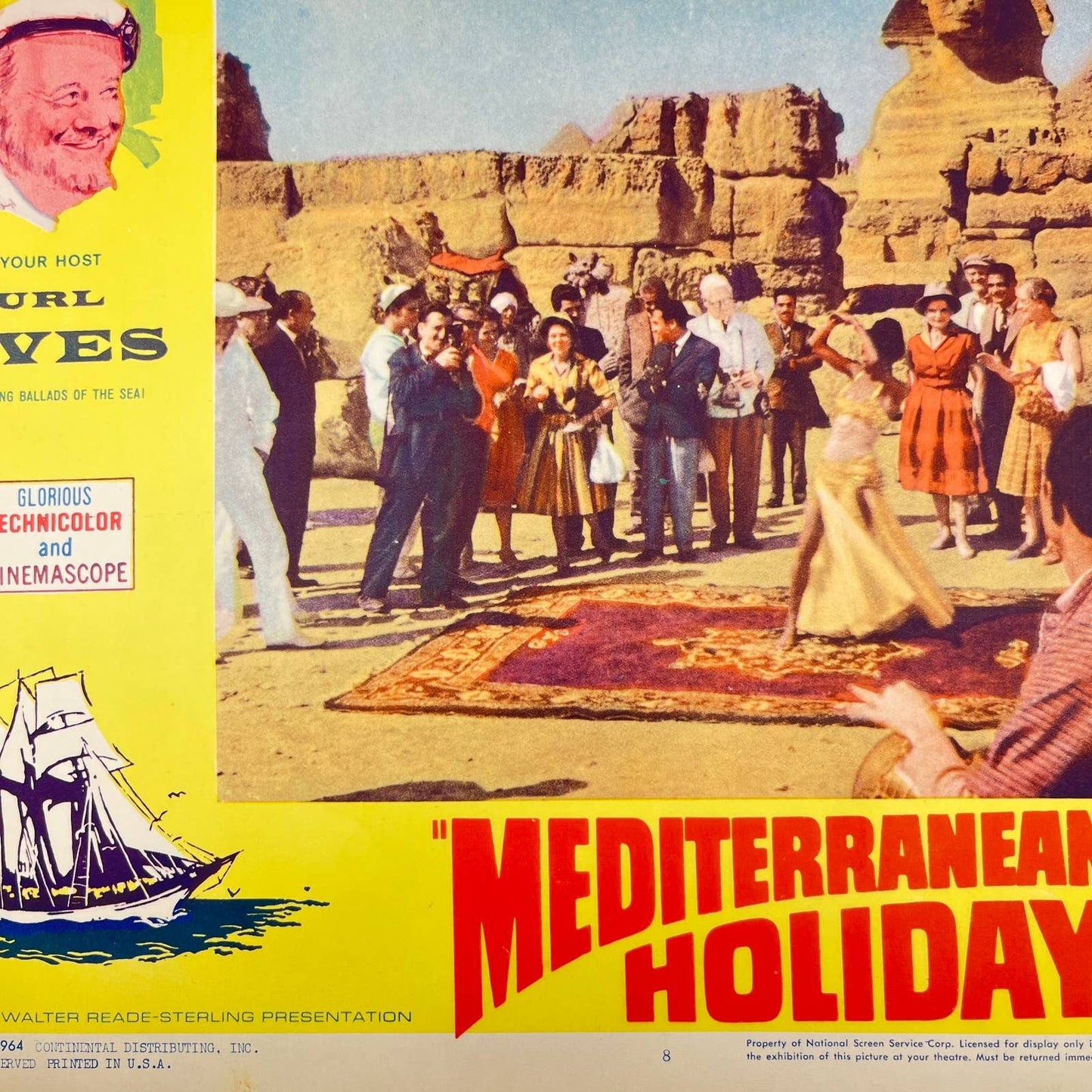 1954 MEDITERRANEAN HOLIDAY Movie Lobby Card #8 Burl Ives 11x14” FL3