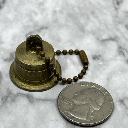 Vintage Etched Brass Bell of Sarna Keychain 1" India SA2