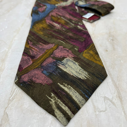 Retro NWT New Men's Liz Claiborne Color Rush 100% SILK Necktie Tie TJ9