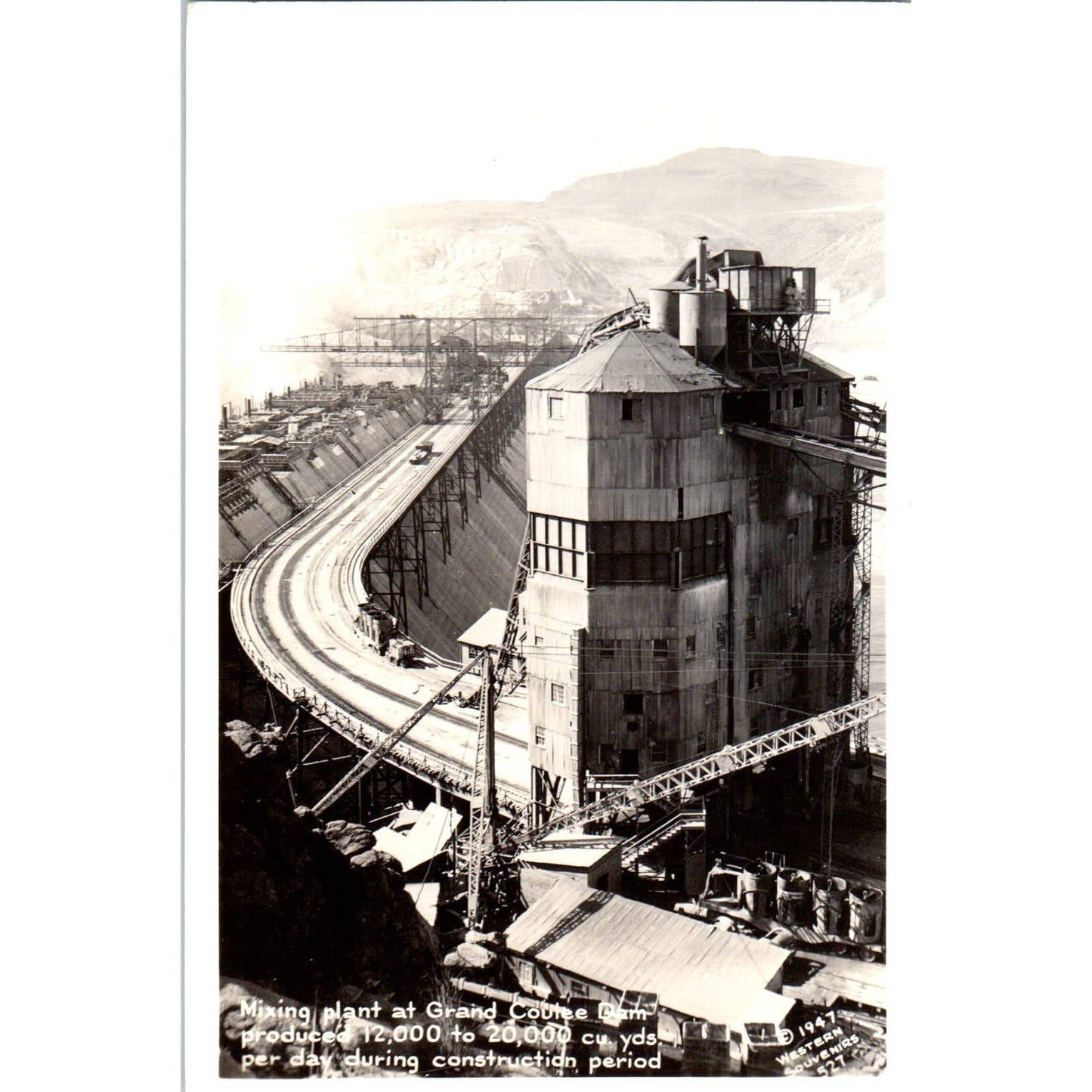 Antique Postcard RPPC Mixing Plant at Grand Coulee Dam Washington TD9