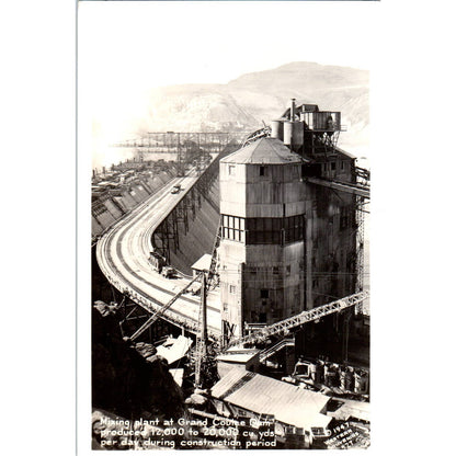Antique Postcard RPPC Mixing Plant at Grand Coulee Dam Washington TD9