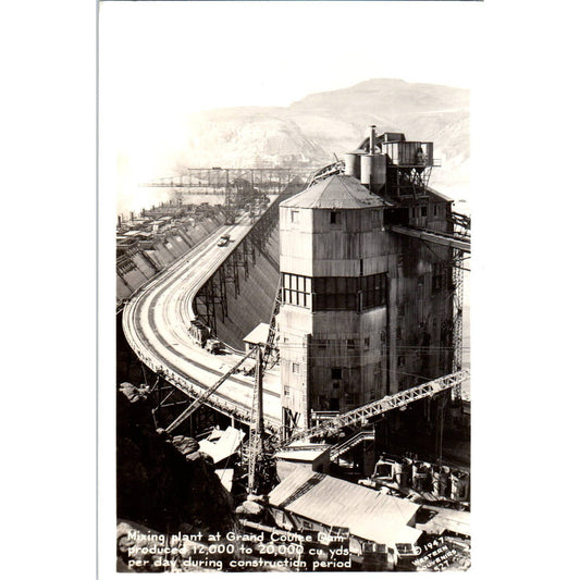 Antique Postcard RPPC Mixing Plant at Grand Coulee Dam Washington TD9