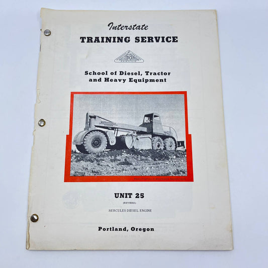 1957 Interstate Training Service Manual Unit 25 Hercules Diesel Engine TF8