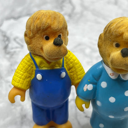 Vintage 1986 Vinyl Body Flocked Heads Berenstain Bears Papa Mama 3.5" Lot 2 TJ3
