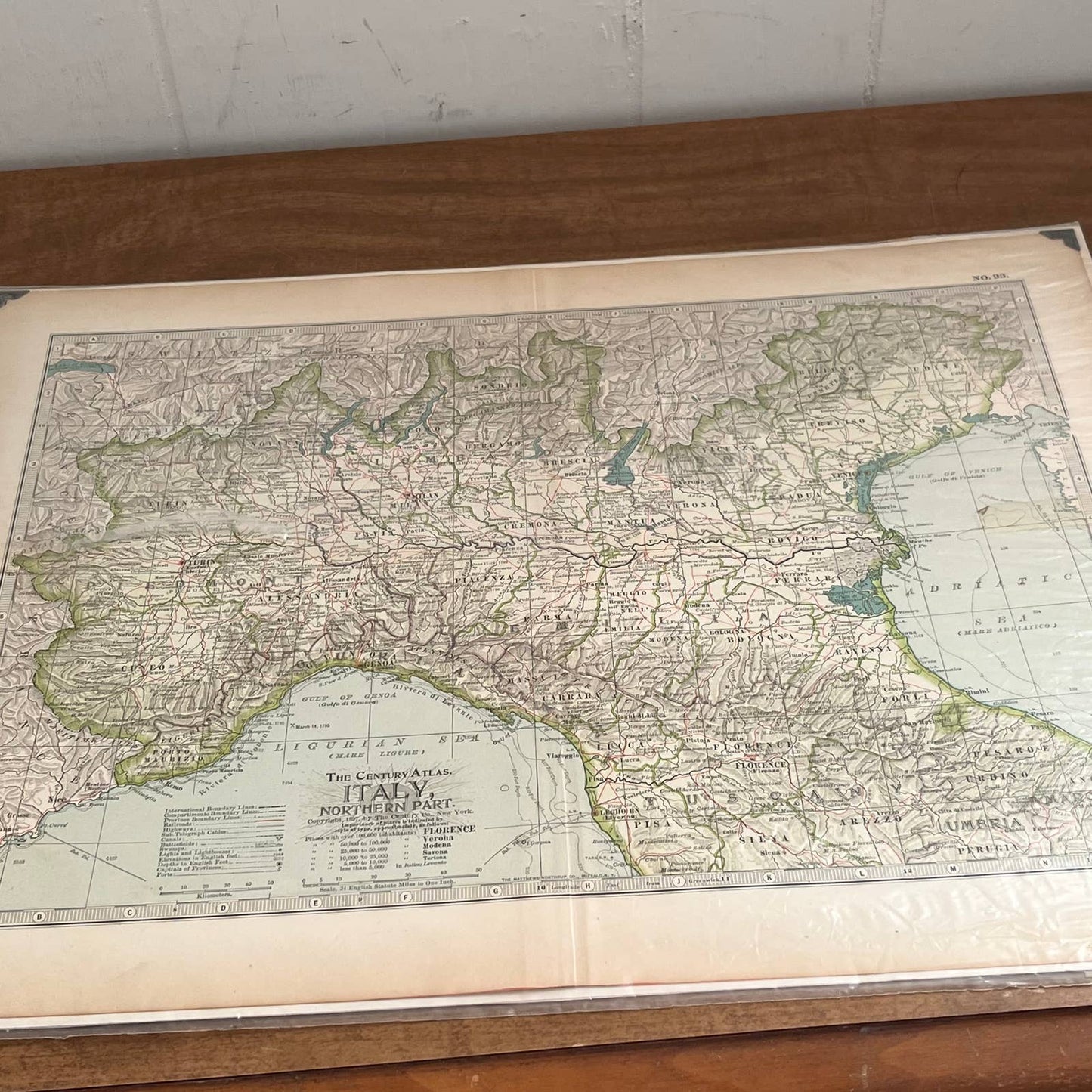 Antique 1897 The Century Atlas Map of ITALY Color Engraved 12.5 x 17” FL5