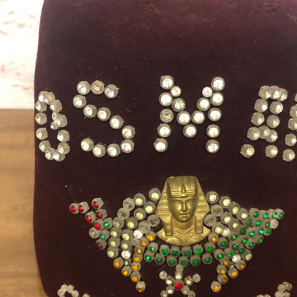 Vintage Osman Chanters Masonic Shriner Fez Hat Rhinestone Sphinx Minnesota TA9