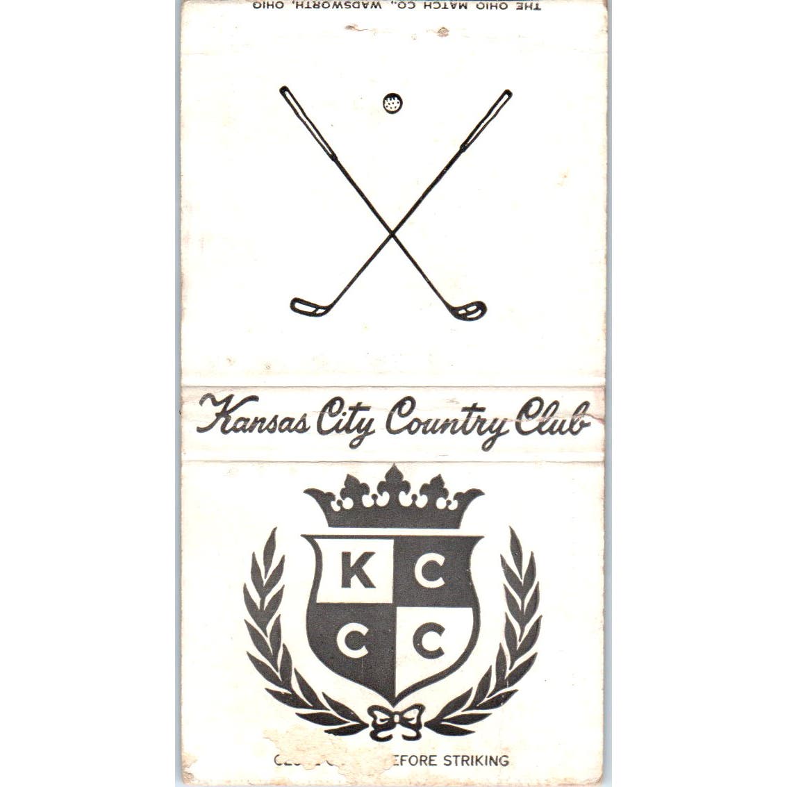 Kansas City Country Club Golf Kansas City MO Advertising Matchbook Cover SA9-M4