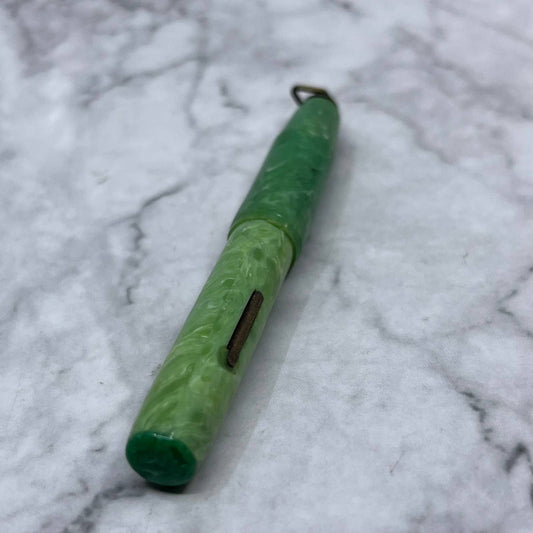 Vintage Marbleized Jade Green 3.5" Celluloid Fountain Pen SE6
