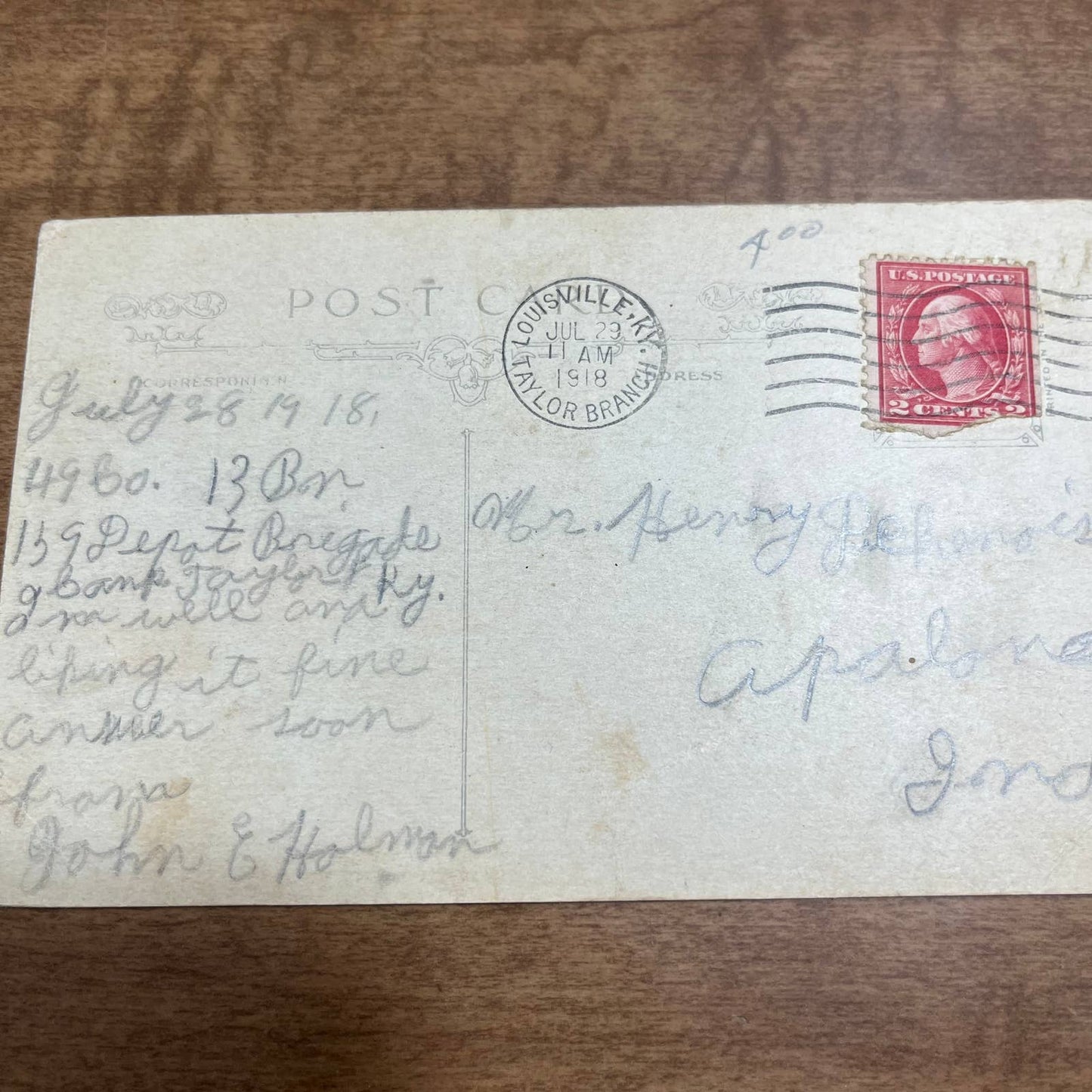 Antique 1918 Postcard WWI Keeping in Touch with Home YMCA Louisville KY PA1