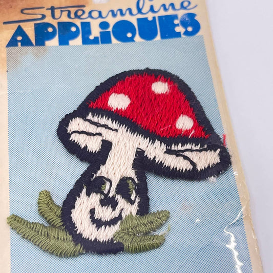 Vintage 1970s Streamline Appliqués Magic Mushroom Iron On Patch SC9