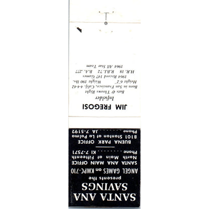 Santa Ana Savings Jim Fregosi Baseball Advertising Matchbook Cover MM9-8