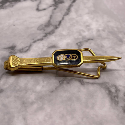 VTG ODDFELLOWS FLT Fraternity Gold Tone Classic Tie Clip Bar Clasp SA2