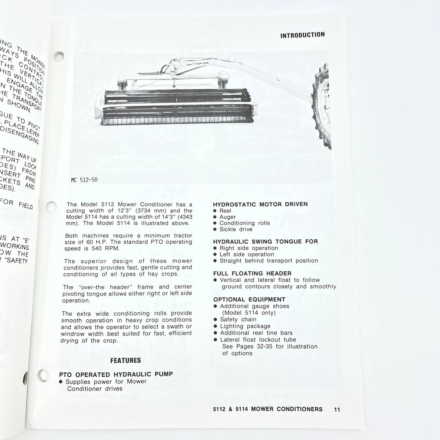Original 1989 New Idea Operator's Manual 5112 5114 Mower Conditioners 986886 TB9