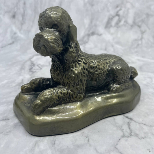 Vintage 1974 Poodle Dog Bank Brass Bronze Tone Metal Banthrico Chicago 4x6" TI8