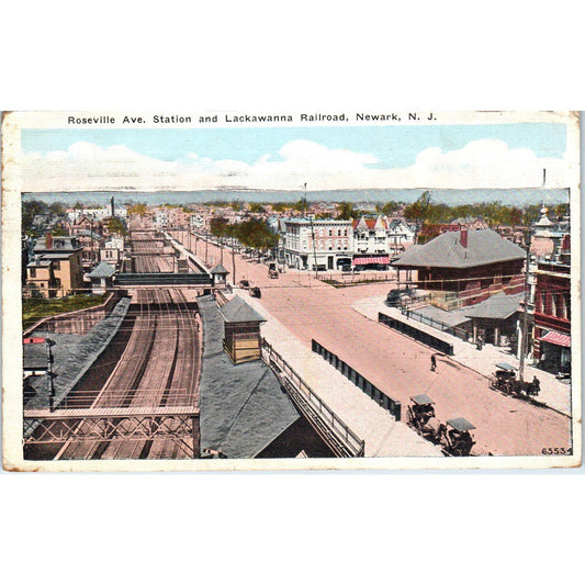 Roseville Ave. Station and Lackawanna RR Newark 1925 - Original Postcard TJ9-P1