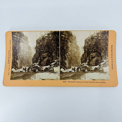 1898 Stereoview Card Miners Working in Canyons Chilcoot Chilkoot Trail Alaska