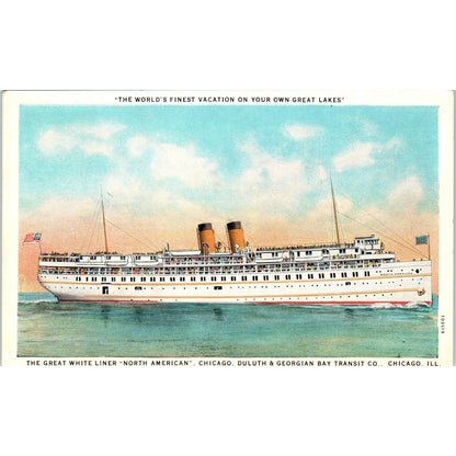 Great White Liner North American Chicago, Duluth & Georgia Postcard P1-15