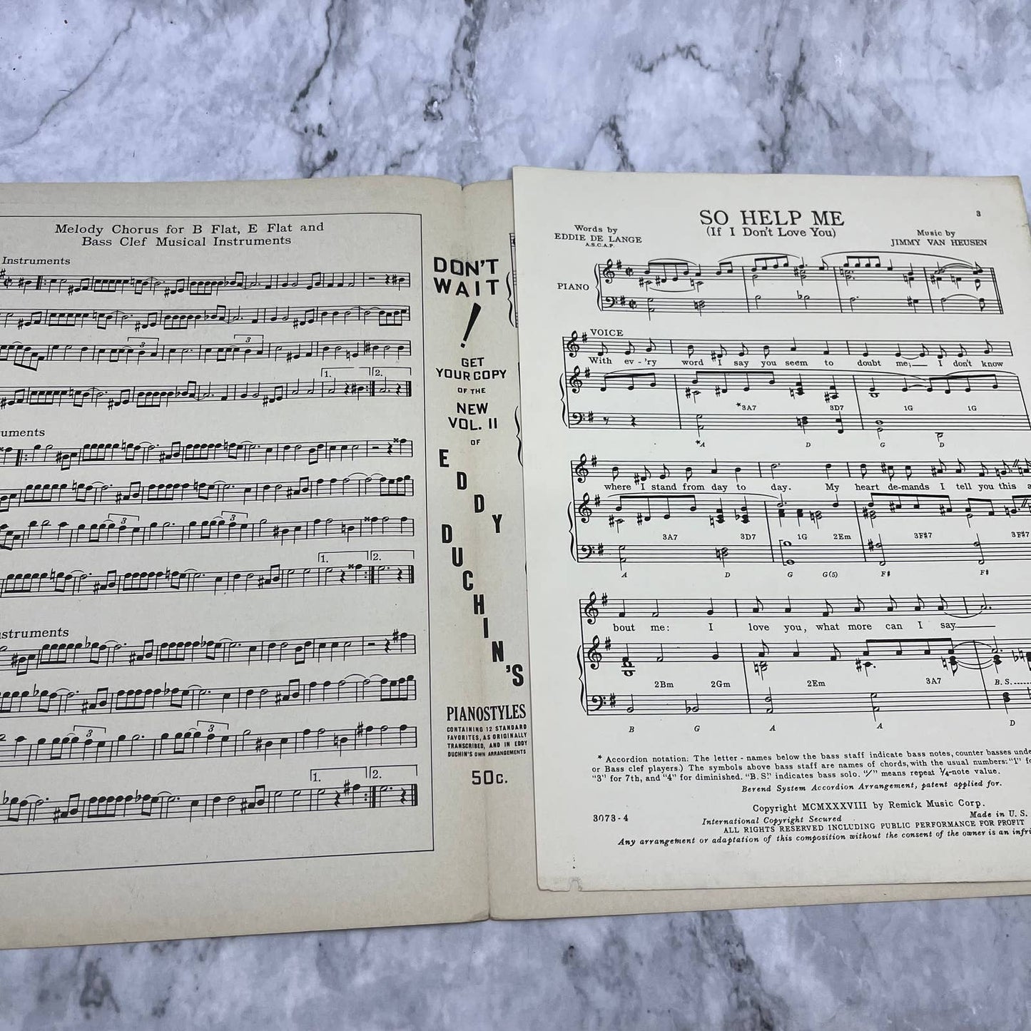 Vintage Sheet Music So Help Me (If I Don't Love You) 1938 Barbara May TI1