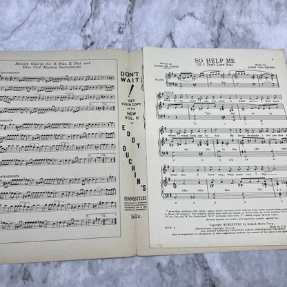 Vintage Sheet Music So Help Me (If I Don't Love You) 1938 Barbara May TI1