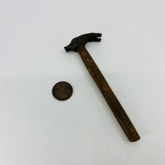 Vintage Primitive Realistic Wood and Metal Toy Hammer Broken Head 4” SB1