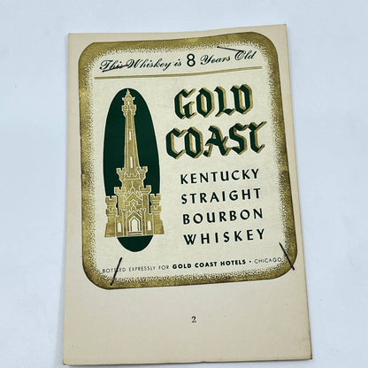 Gold Coast Bourbon Whiskey Label Gold Coast Hotels Chicago IL