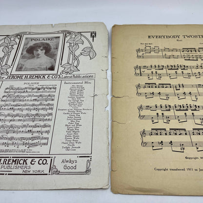 1911 Antique Everybody Two-Step Rag Sheet Music Wallie Herzer Jerome Remick FL4