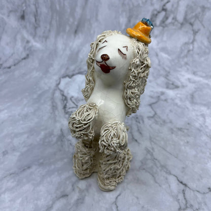 Vintage MCM Porcelain Spaghetti White Poodle Dog 6.5" TI9