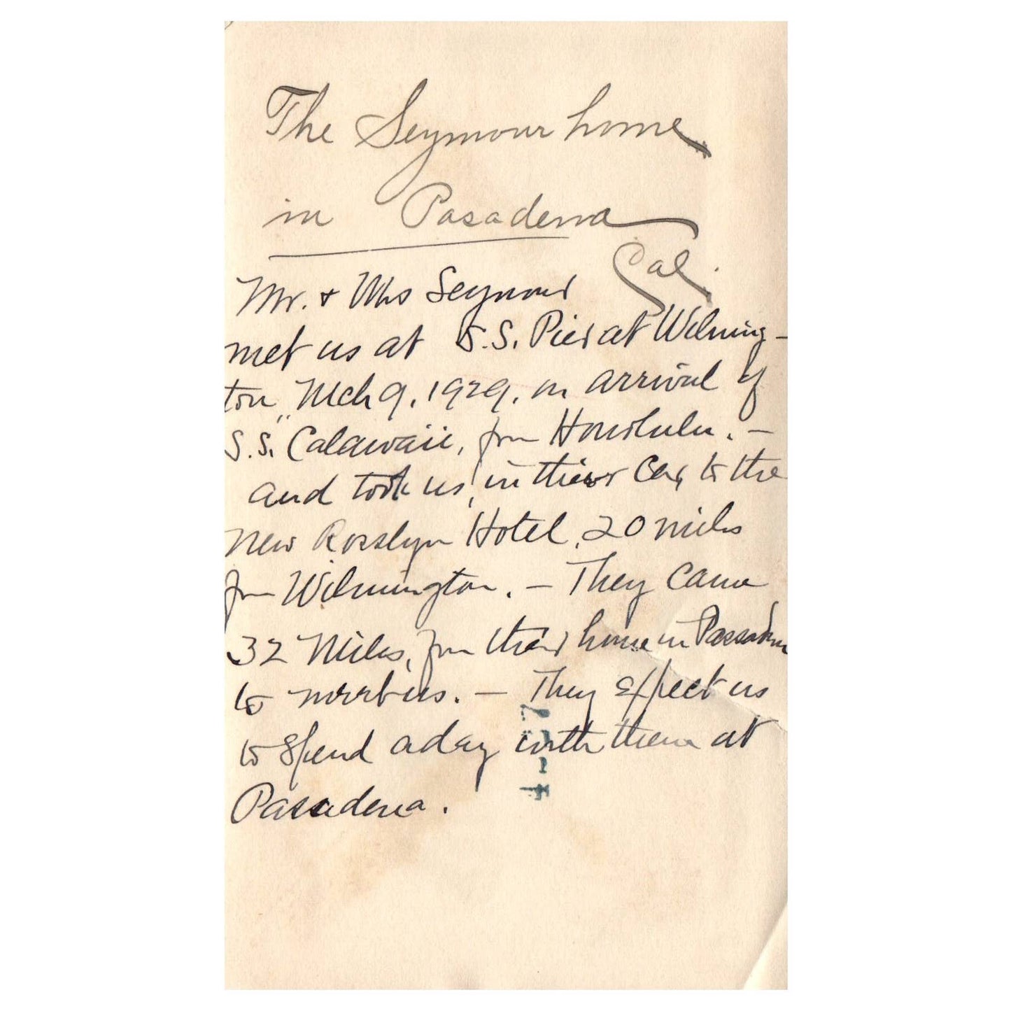 1929 Original Photo of the Seymour House in Pasadena California 3.5x5" SE4