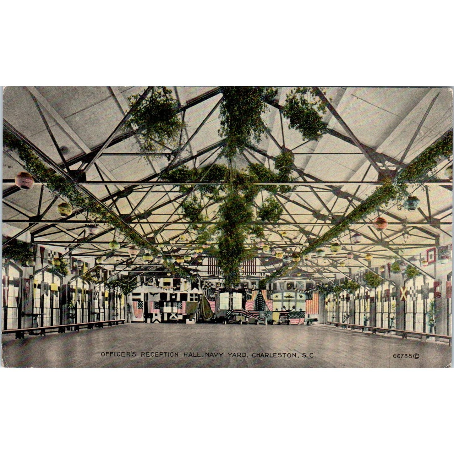 Officers Reception Hall Navy Yard Charleston SC - Original Postcard TJ7-RP1