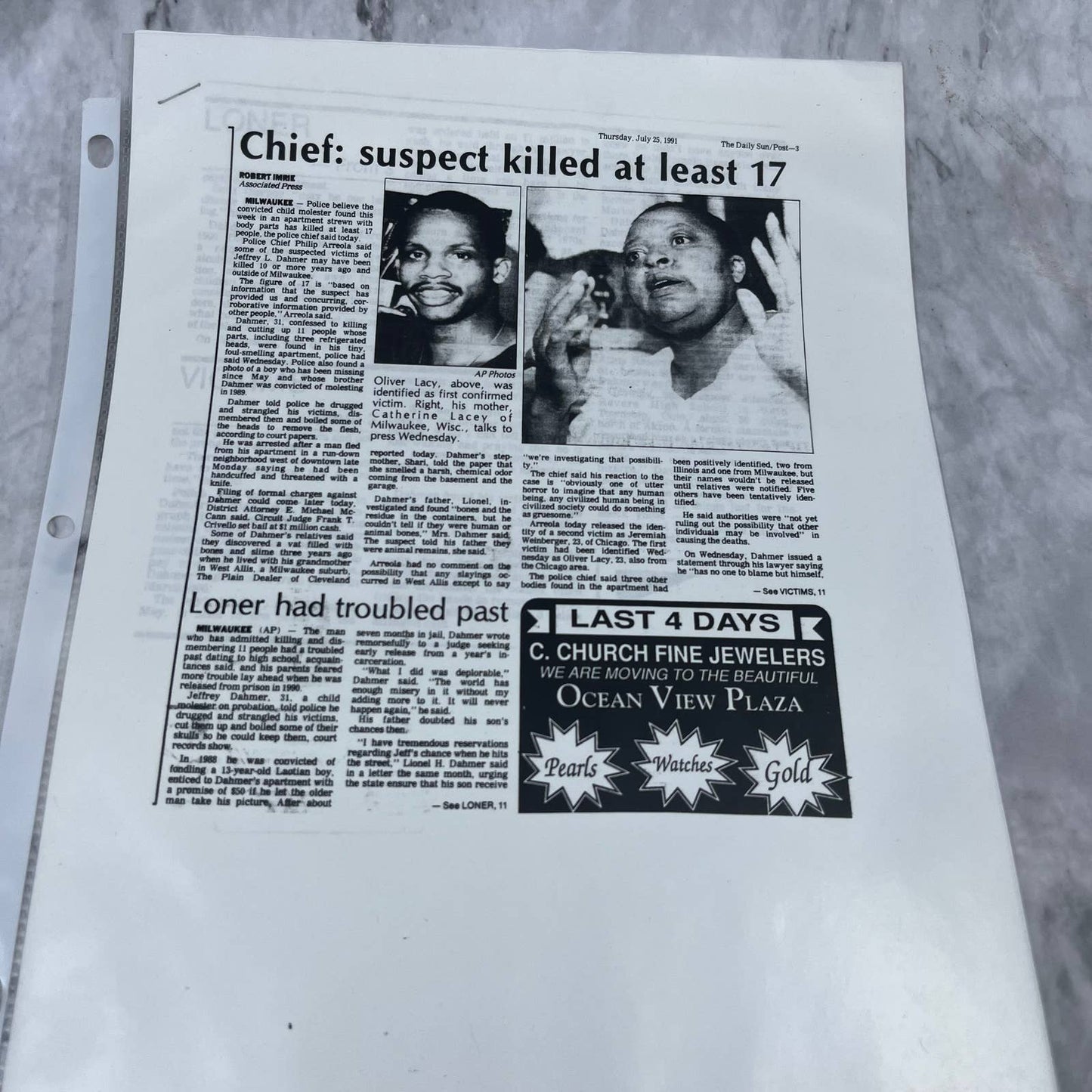 Vintage Jeffrey Dahmer Ephemera Collection FL5