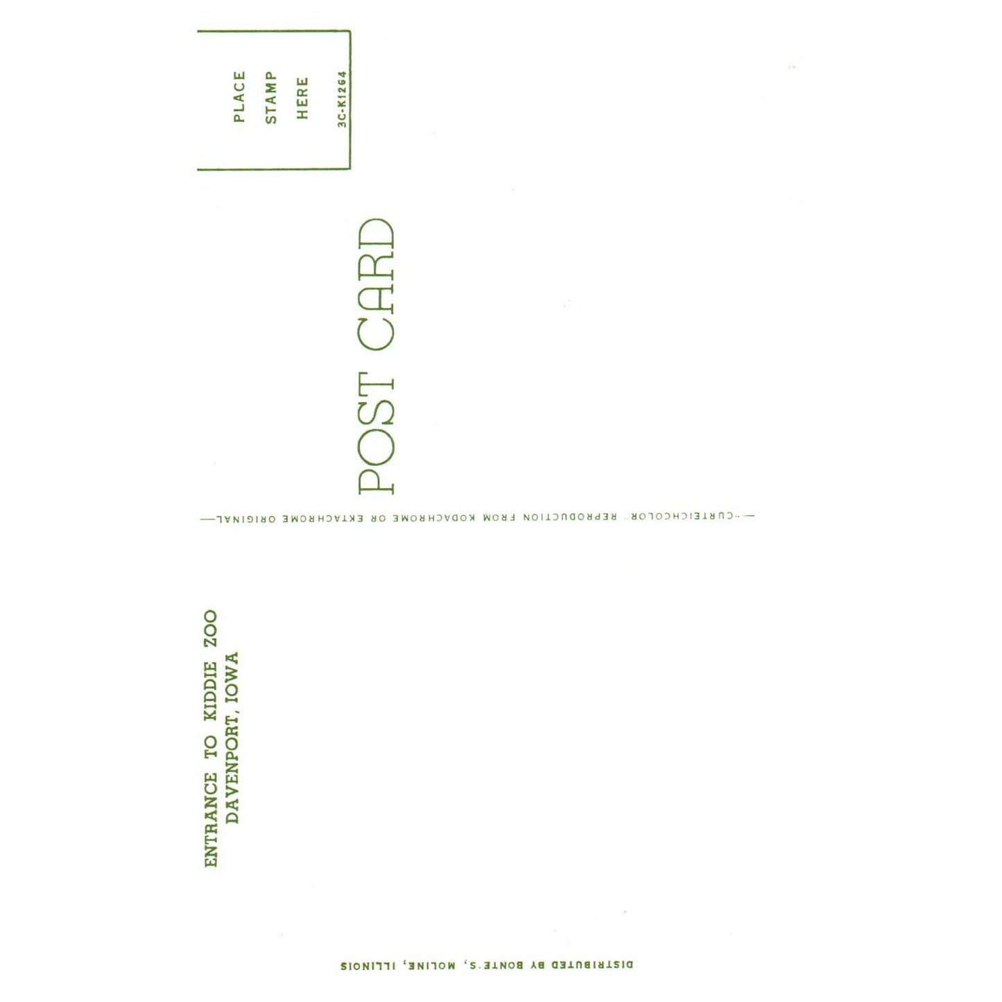 Vintage Postcard - Entrance to the Kiddie Zoo Davenport Iowa TJ6-1