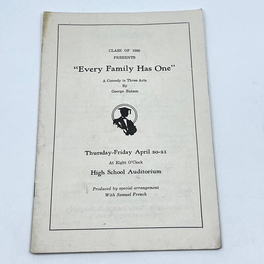 1950 Paoli Indiana High School Play Program Every Family Has One TE7